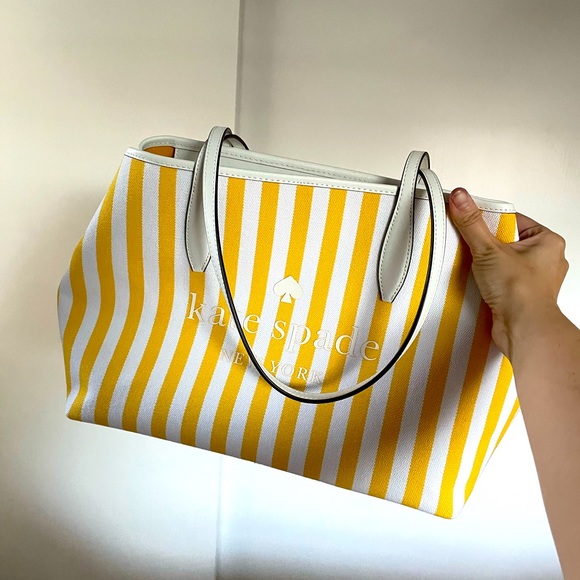 kate spade Handbags - NWOT Kate Spade Striped Canvas Street Tote